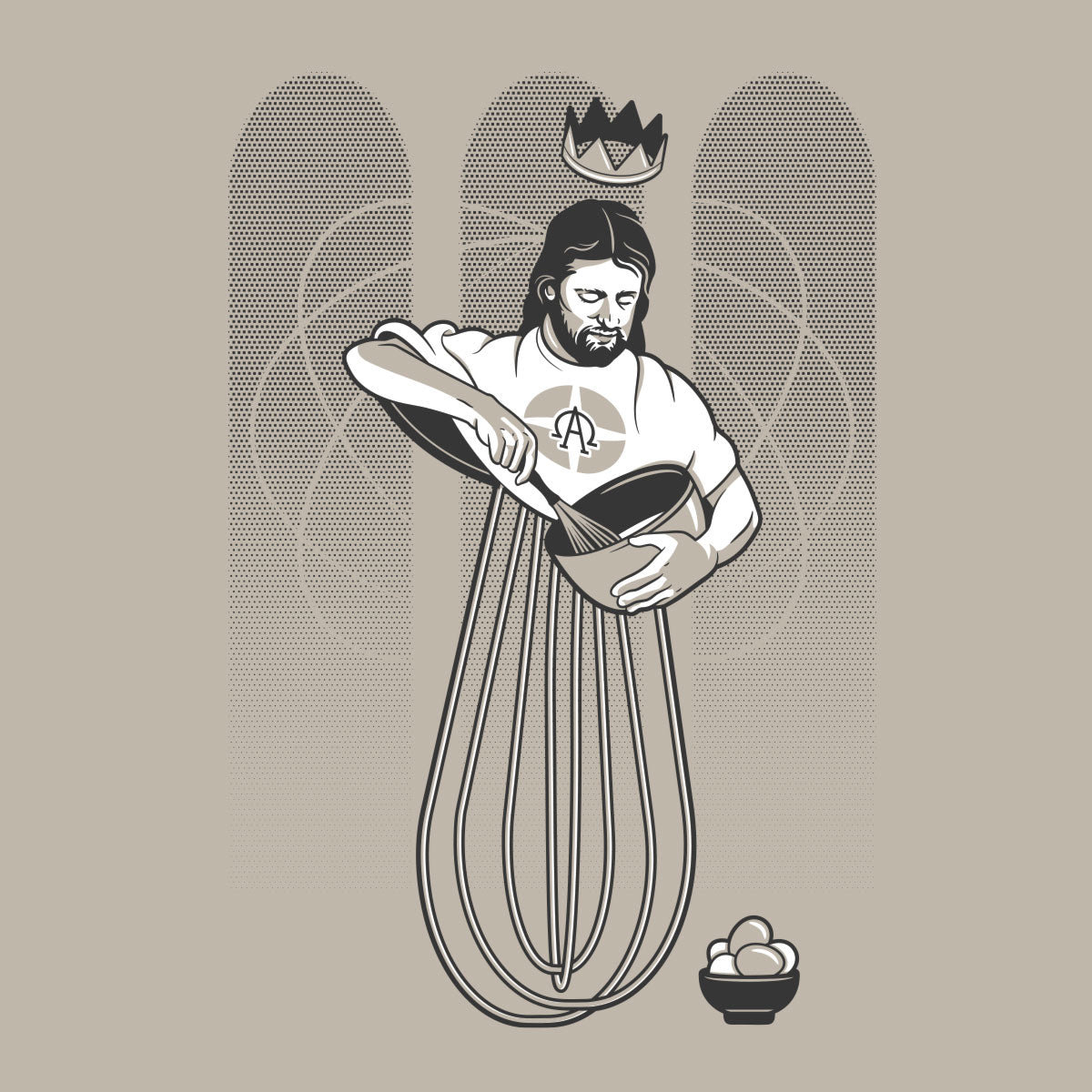 Thumbnail of Eggbeater Jesus with mixing bowl on grey background