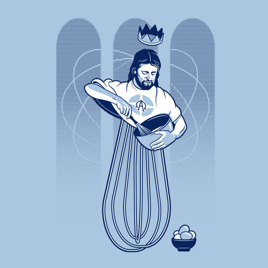Thumbnail of Eggbeater Jesus with mixing bowl on blue background
