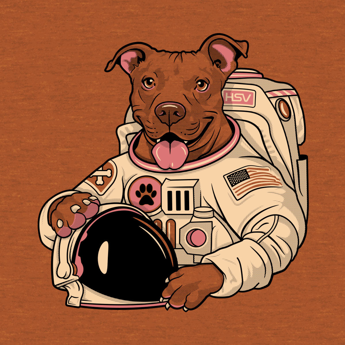 Thumbnail of pit bull mix dog dressed as astronaut design on warm heather brown 
