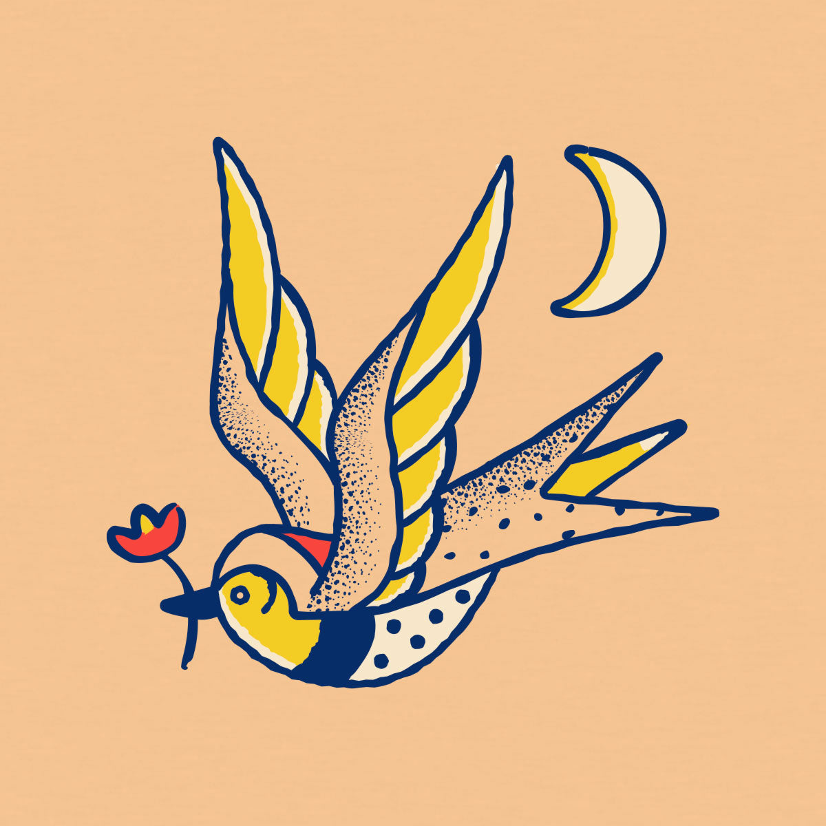 Thumbnail of the alabama state bird holding the alabama state flower drawn in american traditional tattoo style