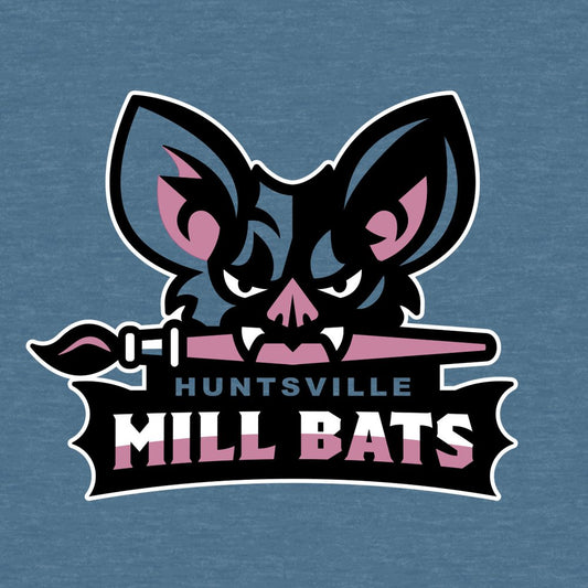 Thumbnail of Huntsville Mill Bats fantasy baseball logo on heather blue background